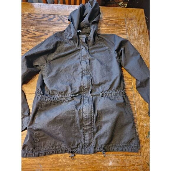 James Perse Utility Drawstring Button Front Jacket Pockets black sz 2 (M) - Picture 1 of 4